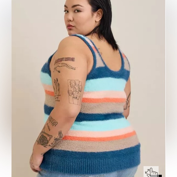 Torrid stripe multi Eyelash Pullover Cami Sweater size 6X - Picture 2 of 8
